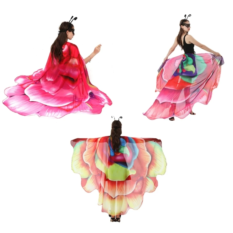 

Butterflies Wing Costume Halloween Cape Flowers Shaped Cape for Women Girls N7YF