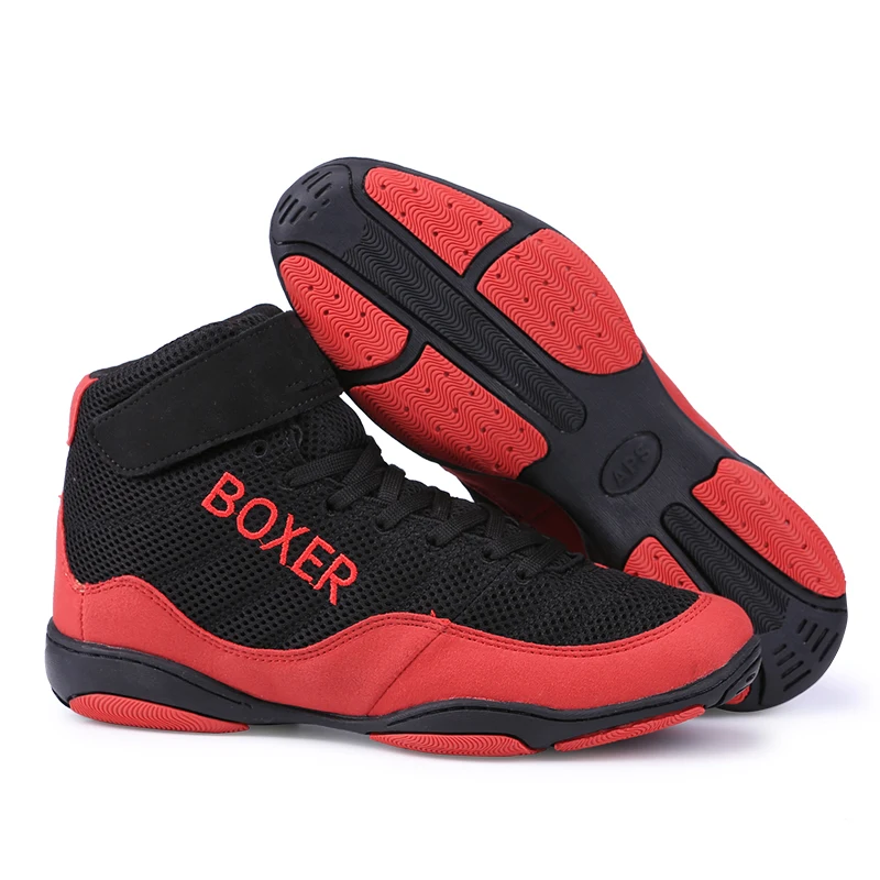Unisex Authentic Wrestling Shoes For Men Training Shoes Cow Muscle Outsole Lace Up Boots Sneakers Professional Boxing Shoes