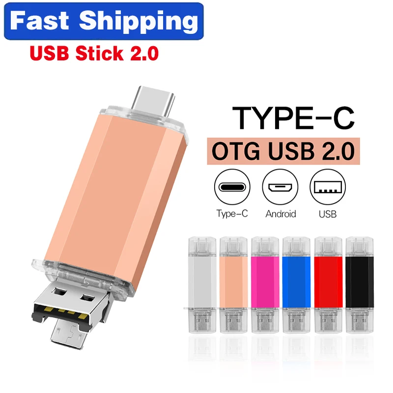 

Fast Shipping TYPE-C USB Flash Drive 64GB OTG Micro USB Pen Drive 32GB Memory Stick 16GB 3 in 1 Pendrive Creative Gifts 8GB