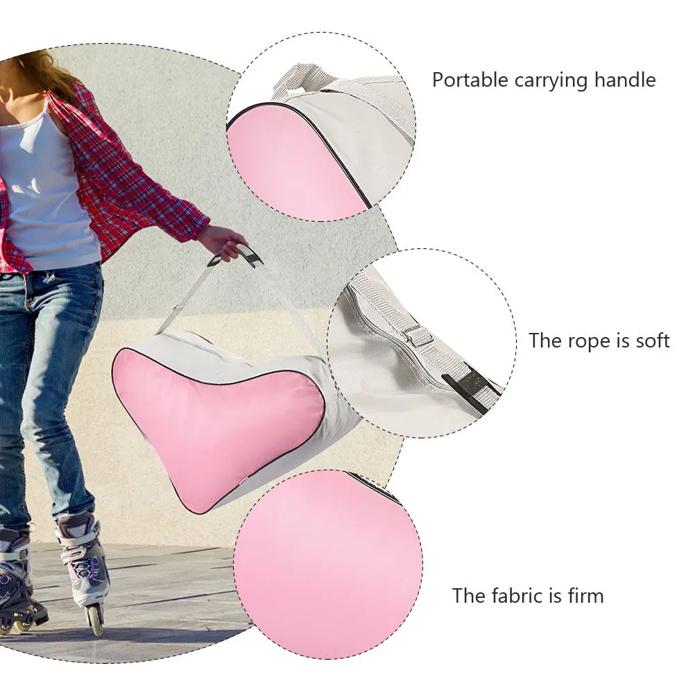 2 bolsos de mano con forma de triángulo, tipo bolso tote, de gran capacidad, color rosa, fabricados con materiales de primera calidad, ligeros y portátiles, ideales para patinaje.