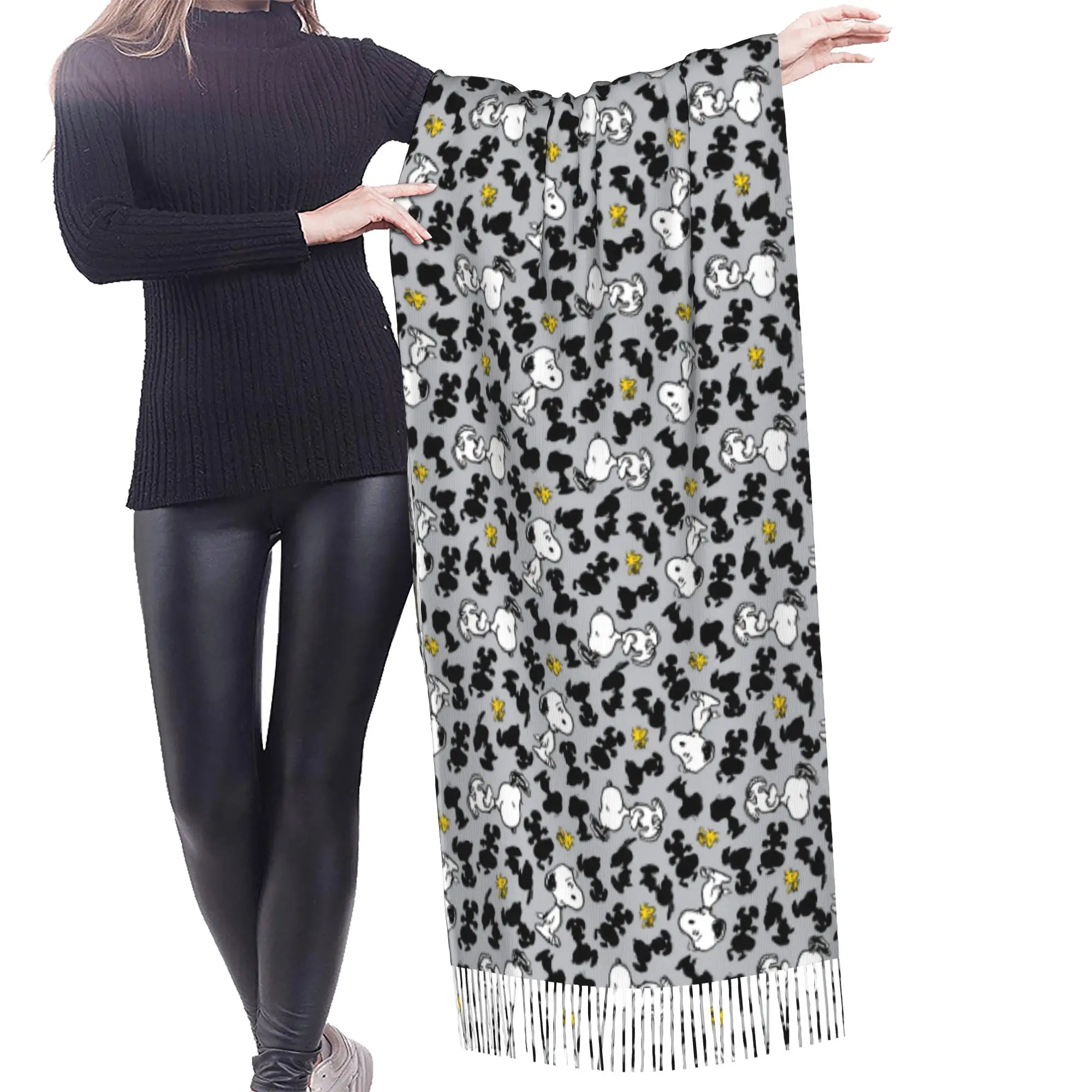 Customized Printed S-snoopied Dog Scarf Women Men Winter Warm Scarves Anime Manga Shawl Wrap