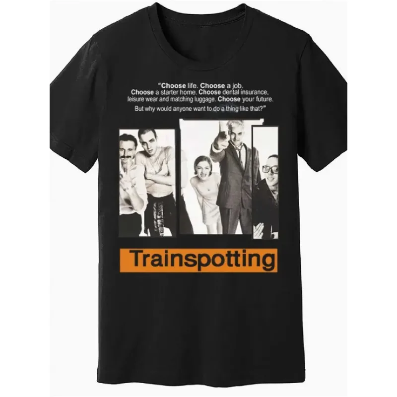 Vintage Style Train Station Movie Pattern T-shirt Men's T-shirt Y2K Top Suitable for All Seasons Trendy T-shirt