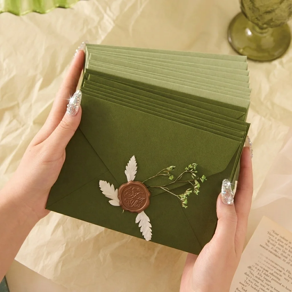 20/50 Pcs Avocado Romantic Envelopes Olive Green Wedding Invitation Cards Party Decoration Greeting Cards VIP Gift Cards
