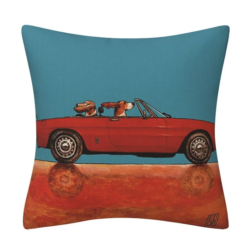 Pet Dog Animals Pattern Pillowcases Sofa Home Cotton Linen Cushion Cover for Car Living Room Decor 40x40cm 45x45cm