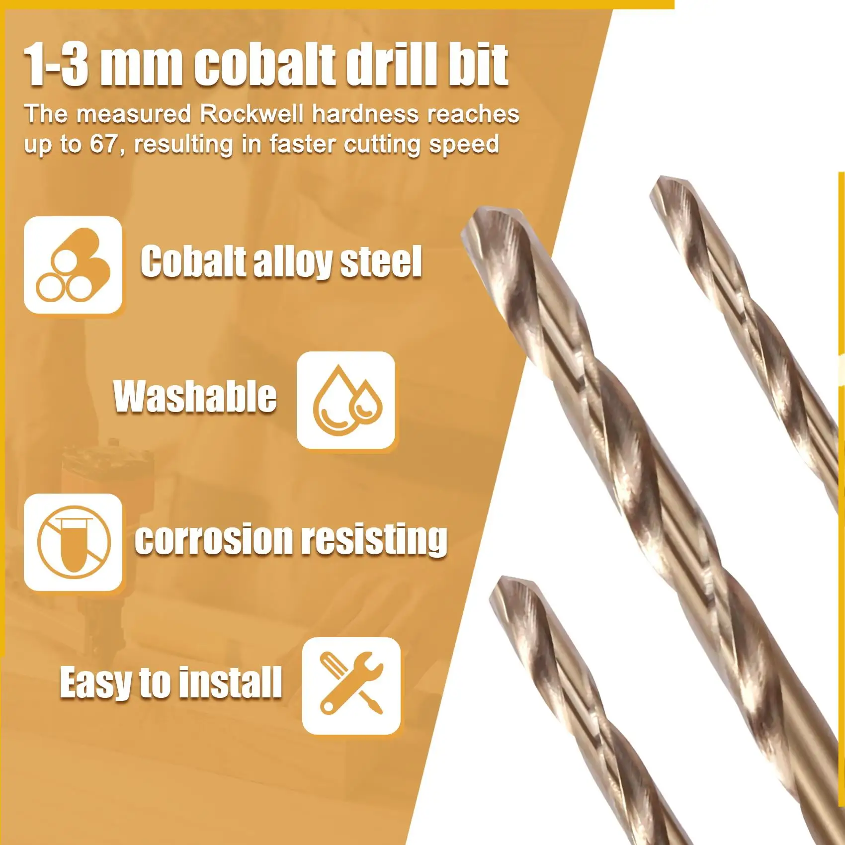 

A92P 50Pcs Drillforce Tools M35 Cobalt Drill Bit Set,Hss-Co Drill Set 1-3Mm,For Drilling On Hardened Steel, Cast Iron&Stainless