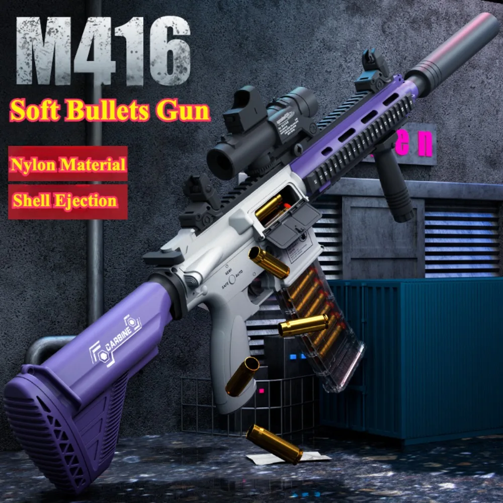 Fully Automatic M416 Shell Ejection Soft Bullet Toy Gun  Continuous Firing Simulation Weapon Boys CS Fighting Game Birthday Gift