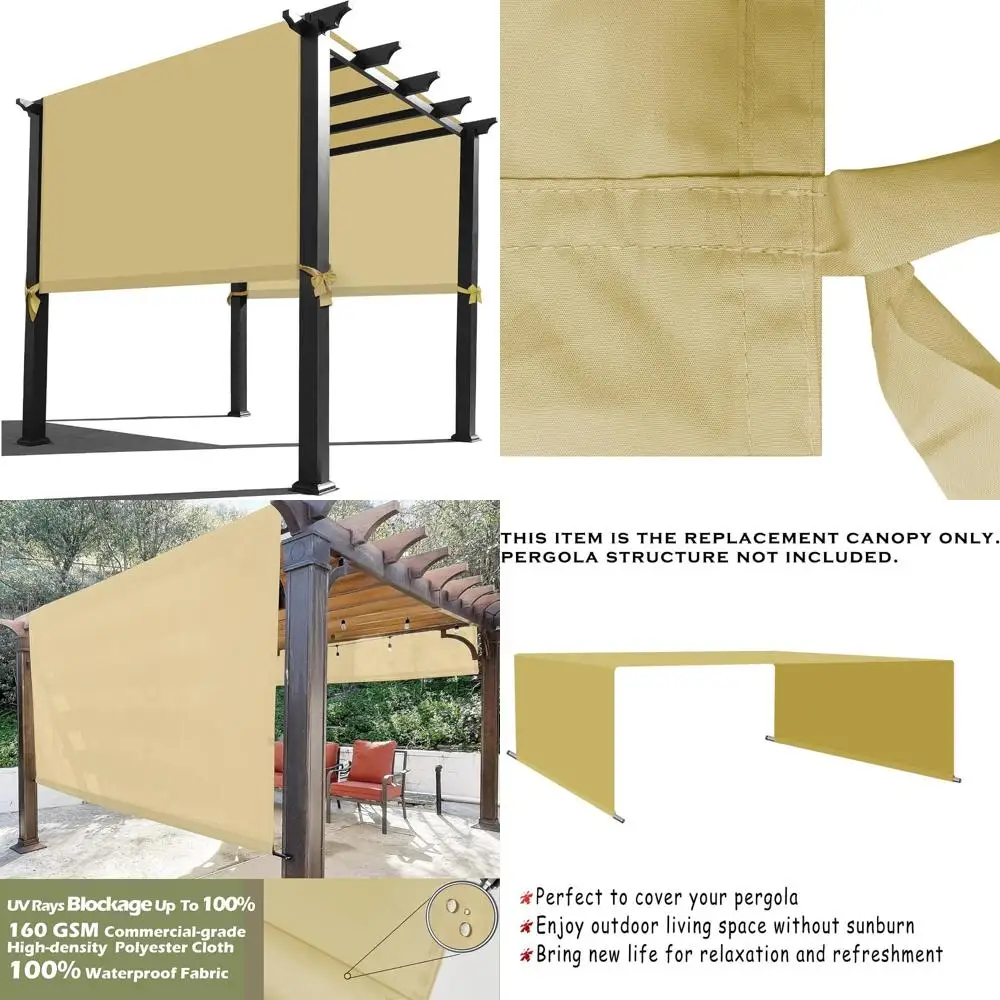 

Universal Replacement Waterproof Canopy for Pergolas - 12 Feet Long x 8 Feet Wide, Sand Color