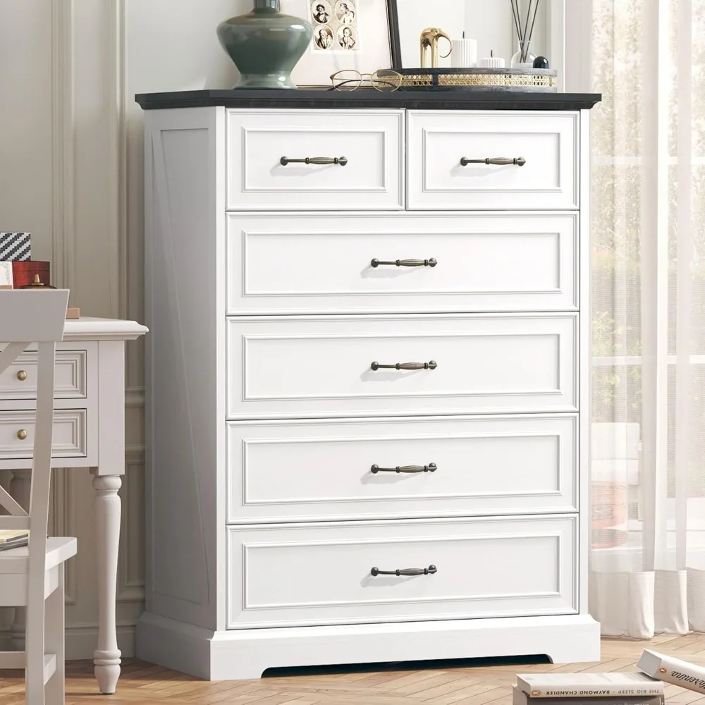 Comò per camera da letto, cassettiera in legno, cassettiera rustica per fattoria con cassetti e maniglie in metallo, organizer moderno