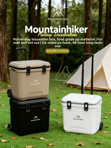 Mountainhiker 36L Wheeled Insulation Cooler Box Food-Grade PP Dual Cooling & Warming 48H Freshness for Outdoor Camping & Trips