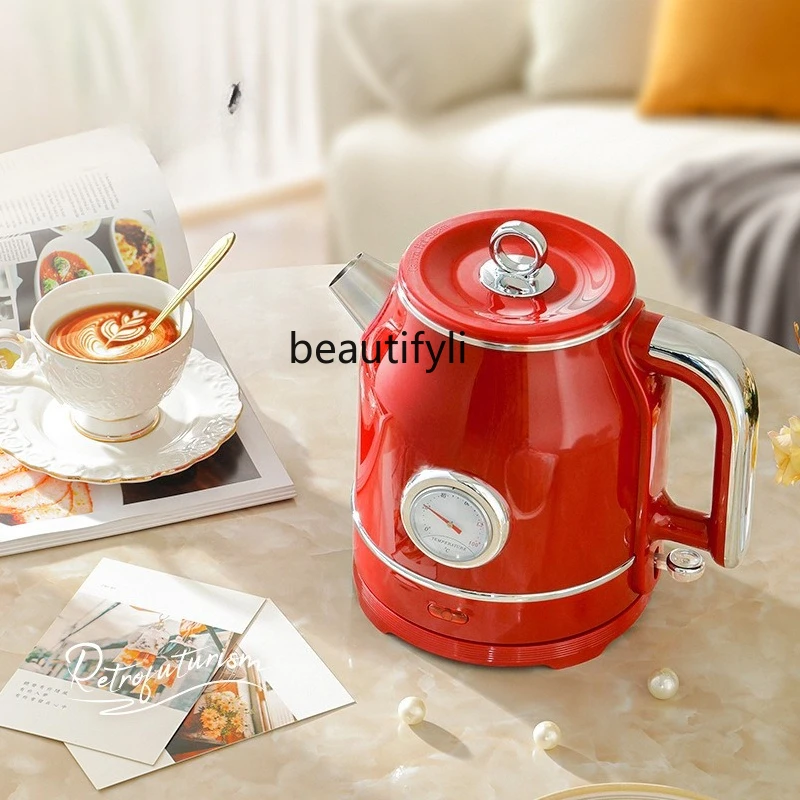 

Retro electric kettle European style, kettle automatic power off large capacity household stainless steel kettle