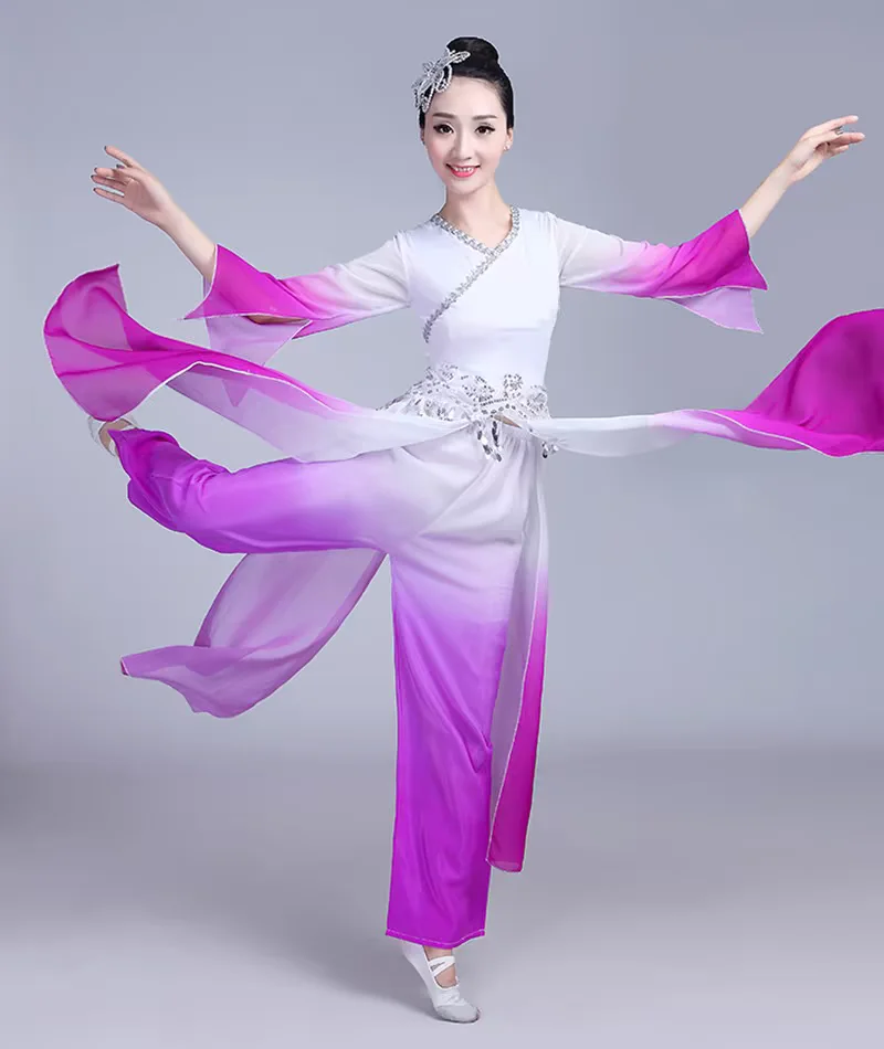 Nuovi costumi di danza classica costume da ballo moderno in stile cinese femminile elegante ombrello danza manica d'acqua danza donna adulta