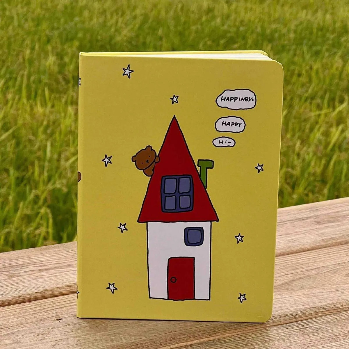 Carnet à couverture rigide avec motif de maison d'ours mignon, journal ligné avec lignes de date pour l'écriture quotidienne des étudiants et la prise de notes au bureau