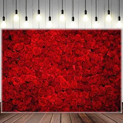 Red Rose Polyester photo background, floral rose wall Valentine's Day Mother's Day party photo background tapestry