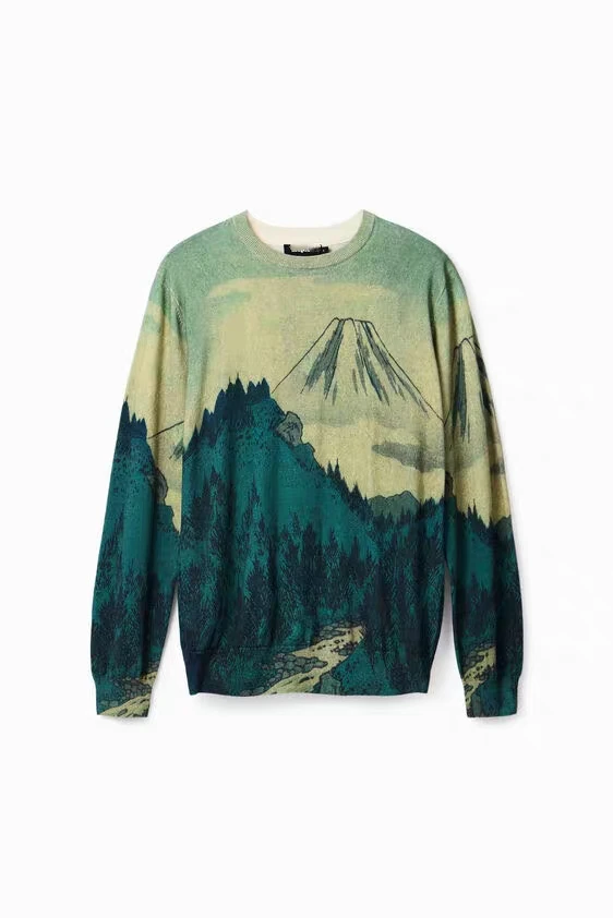 Außenhandel original-single Spanisch landschaft malerei crewneck männer pullover