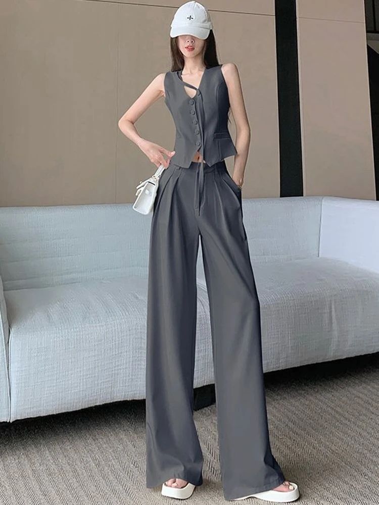 

Pant Sets for Women 2 Pieces Suits Co Ord Tailor Wholesale Bulk Korea Stylish Y2k Streetwear Full Aesthetic Trousers Woman Vest