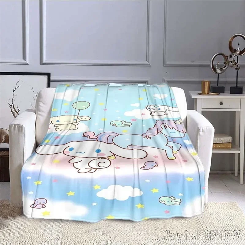 Anime Sanrio Big Ear Dog Cute Cartoon Kids Blanket Comfortable Soft Portable Travel Picnic Blanket Gift for Family or Friends