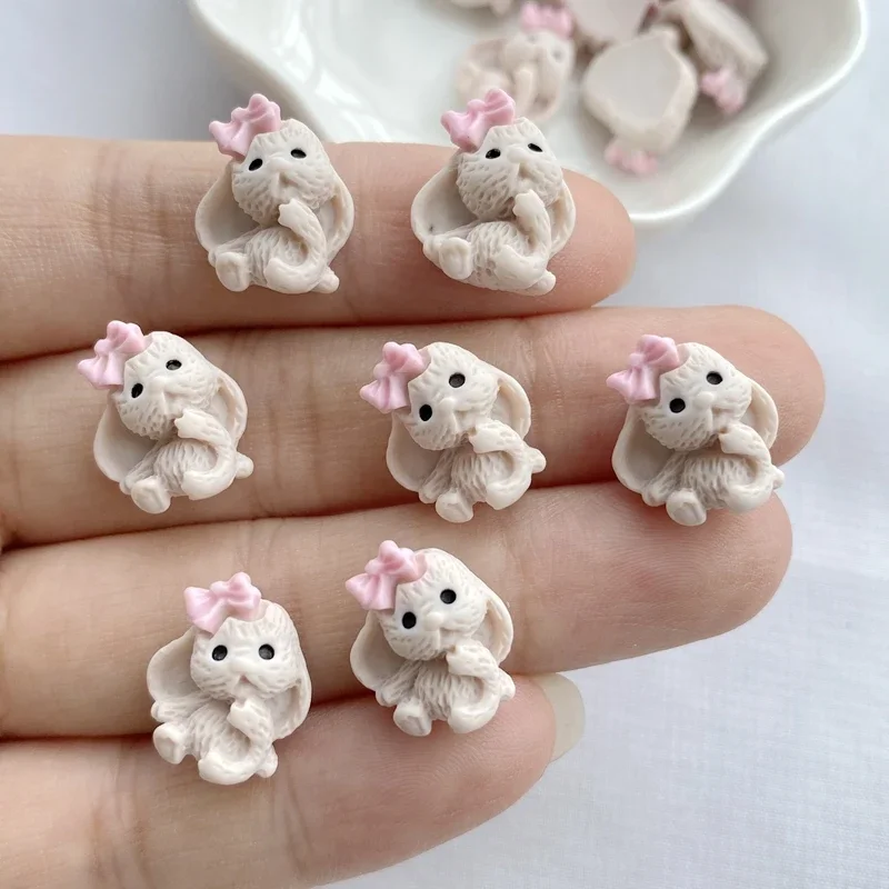 20Pcs Cute Mini Cartoon Bow Dog Nail Art Resin Designer Charms Rhinestones DIY Craft For Nail 3D Decorations Jewelry