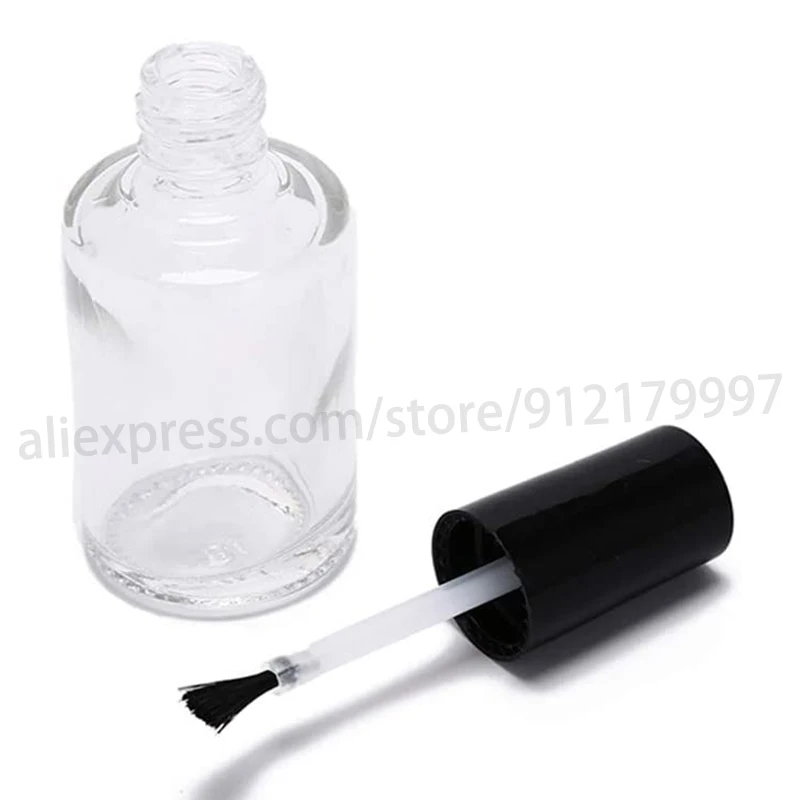 

12pcs 15ml Nail Polish Bottles, Empty Round Glass Bottles with Brush Cap,Refillable Clear Vials Container for Nail Art Sample