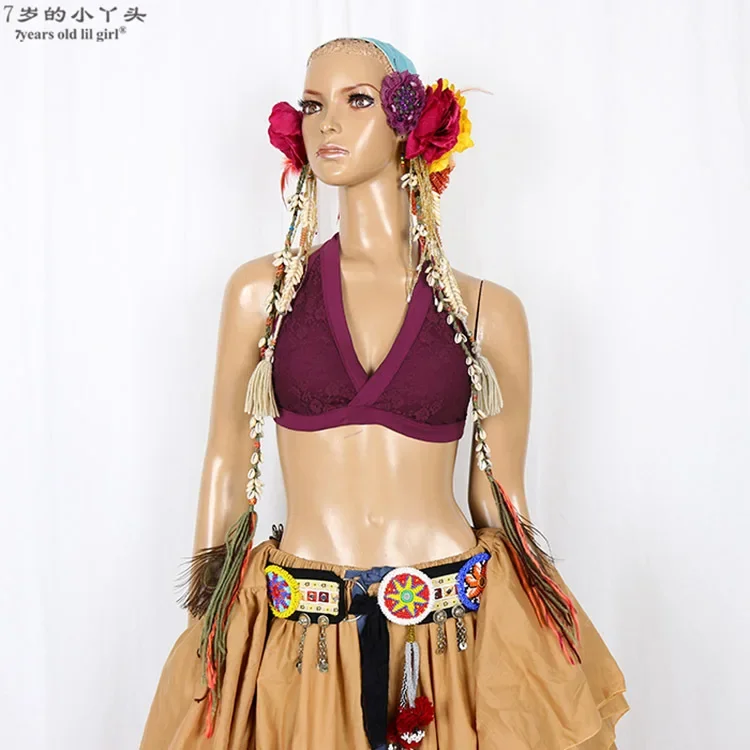 Belly dance top fusion tribal style narrow-brimmed bra stage performance