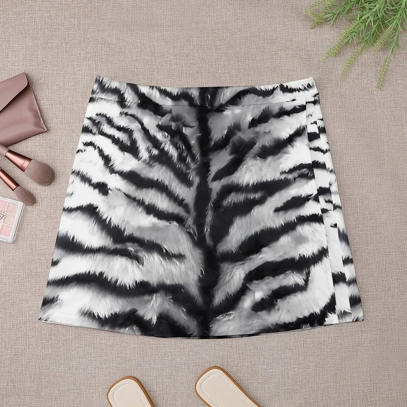 White Tiger Print Skirt Animal Skin Kawaii Mini Skirts Summer High-waisted Custom Aesthetic Casual Skirt Big Size