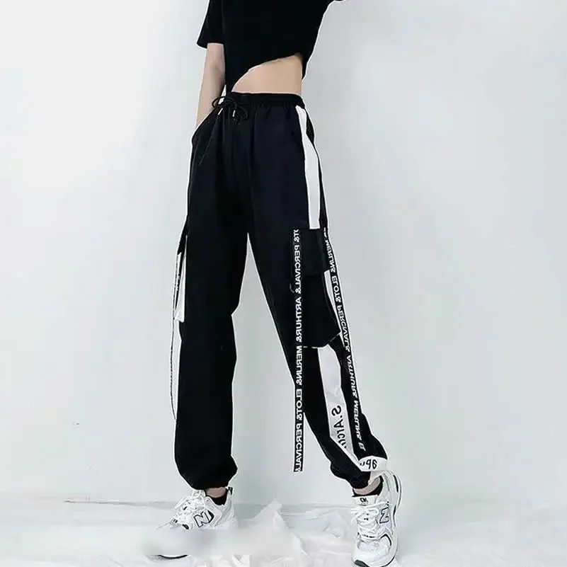 New Fashion Women Cargo Pants High Waist Loose Sport Trouser Streetwear Clothing Harajuku Casual Black Pant Y22