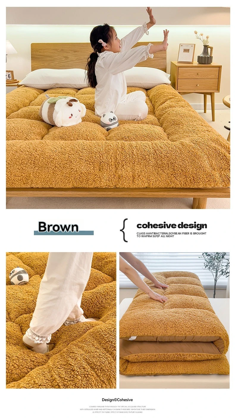 Winter Padded Lambswool Mattress Plus Velvet Dormitory Home Soft Pad Single and Double Warm Pad Quilt.