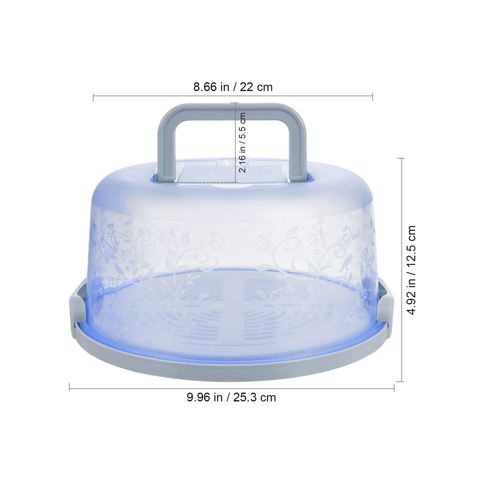 Sturdy PP Plastic Portable Cake Carrier 26Cm Round Cake Storage Box Transparent Locking Lid Handle Fresh Food Storage Keeper