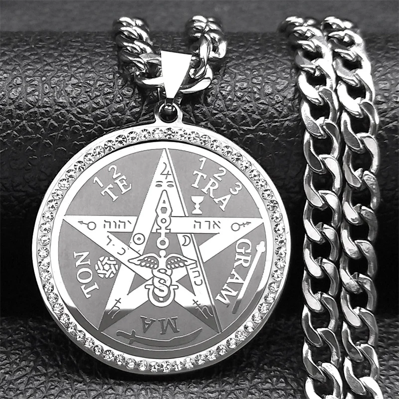 Tetragrammaton Hebräische Jüdische Pentagramm Halskette für Männer Edelstahl Kristall Gold Farbe Amulett Halsketten Schmuck Geschenk NZZZ499 – Detail 5