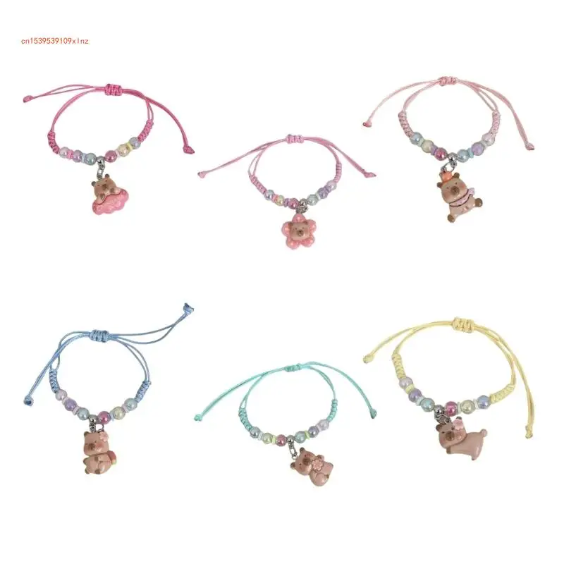 

Macaron Colored Bracelet For Students Featuring Capybara Designs And Comfortable Fit For Everyday Use