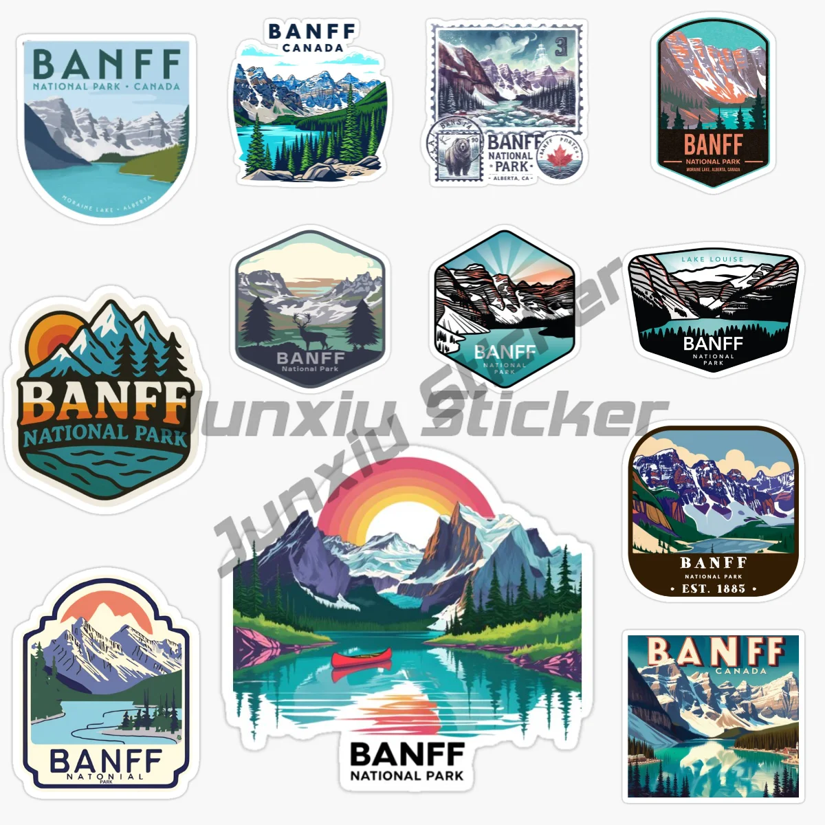 

Банфф-Город, национальный парк, пейзаж в канадском юго-западных скальные горы, автомобильная наклейка, шлем, велосипед, мотоцикл, самоклеящаяся