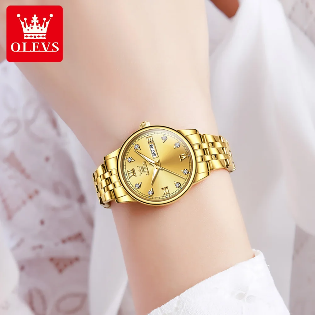 OLEVS Luxury Brand Quartz Watch for Women Stainless Steel Waterproof Ladies Wristwatch Fashion Diamond Dial Women\'s Watch New In