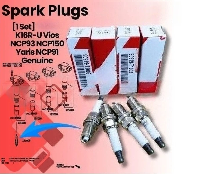 

4Pcs 90919-T1002 Spark Plug 90919T1002 K16R-U FOR Corolla, Vios, Corolla Altis, Levin,BMW,Nissan,TOYOTA DYNA HILUX LAND PLATZ