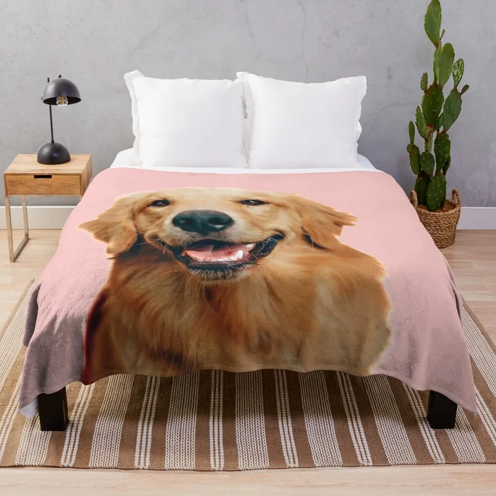 

Cute Smiling Golden Retriever Throw Blanket Heavy Luxury Designer Single Blankets