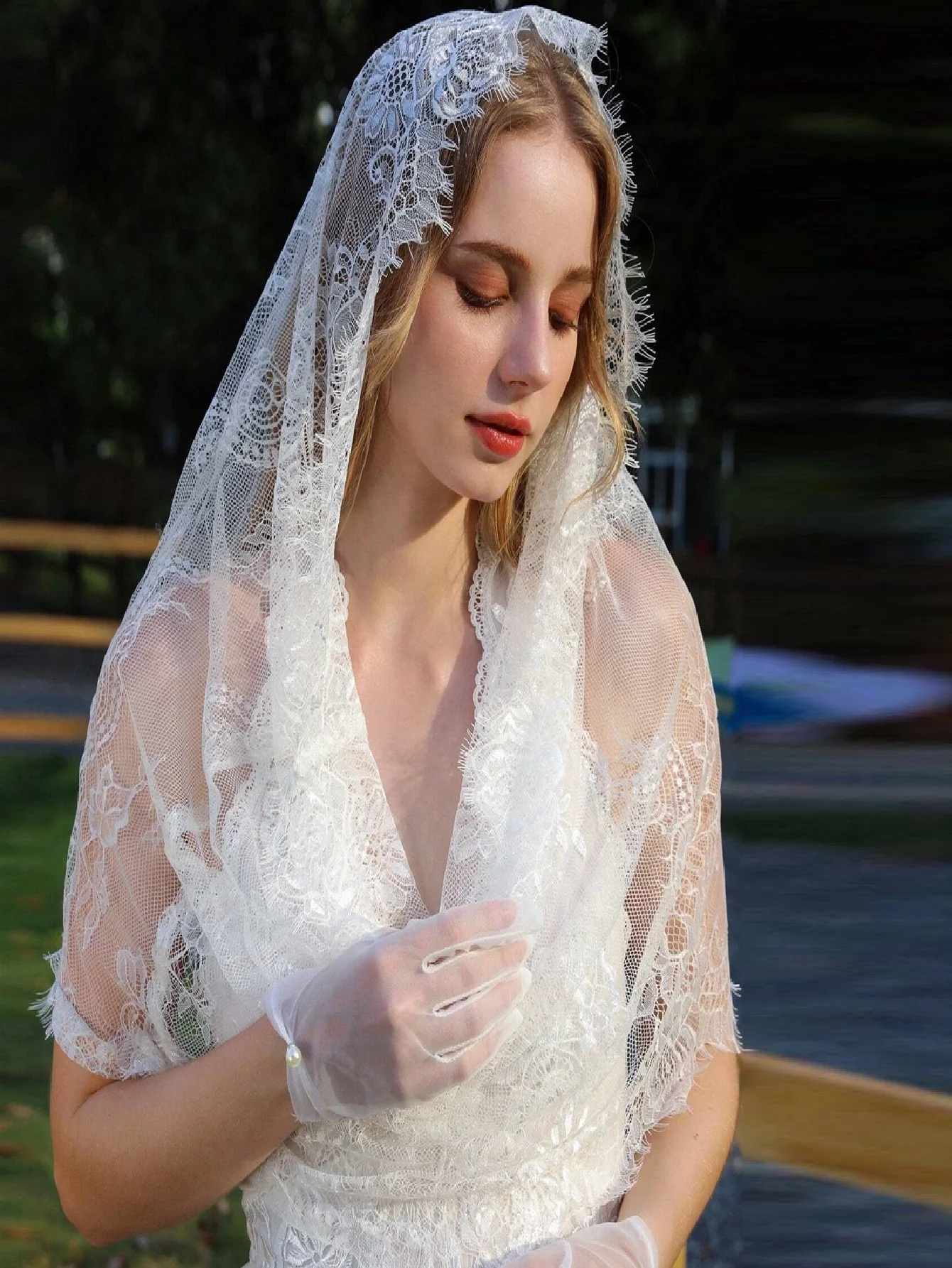 New Style Church White Bridal Lace Shawl Veil Mantilla Veil Muslim Latin Veil