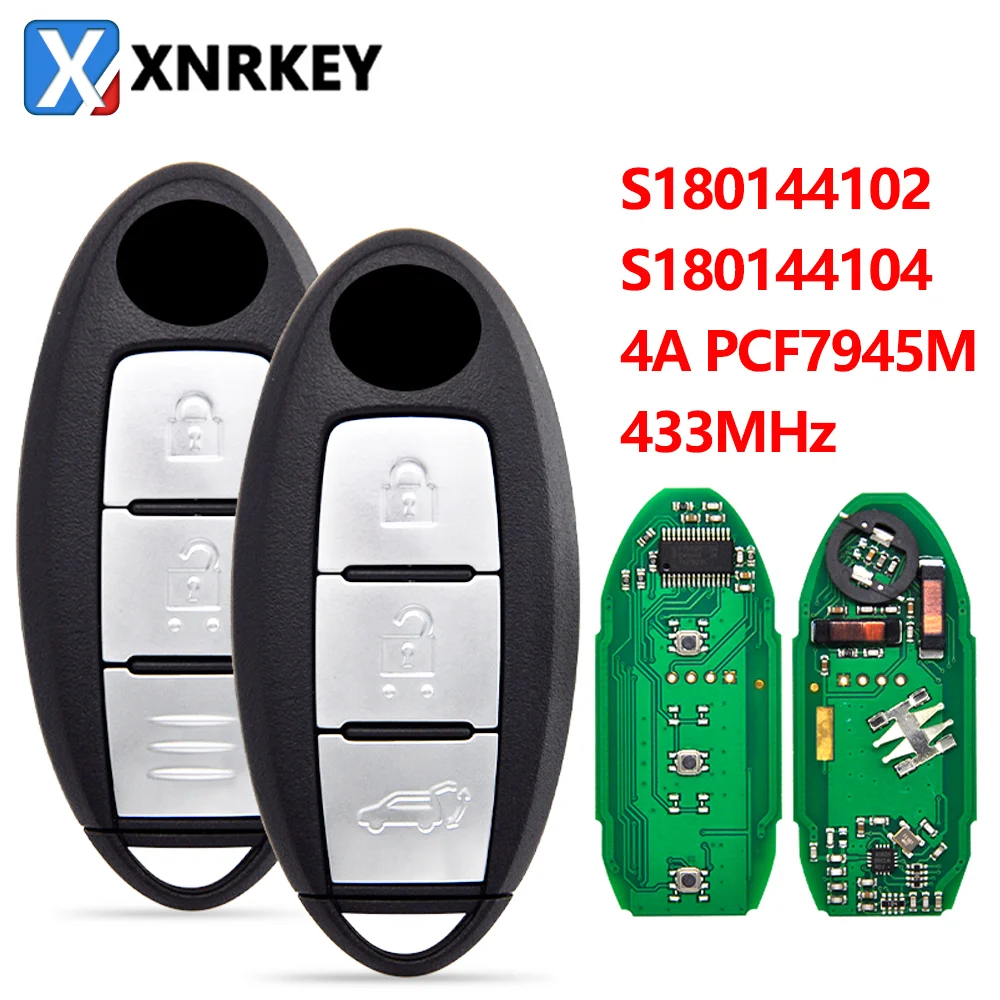 

XNRKEY Car Remote Control Key For Nisan X-Trail Qashqai March K13 2014-2017 FCC:S180144102/S180144104 4A/PCF7945M 433MHz Card