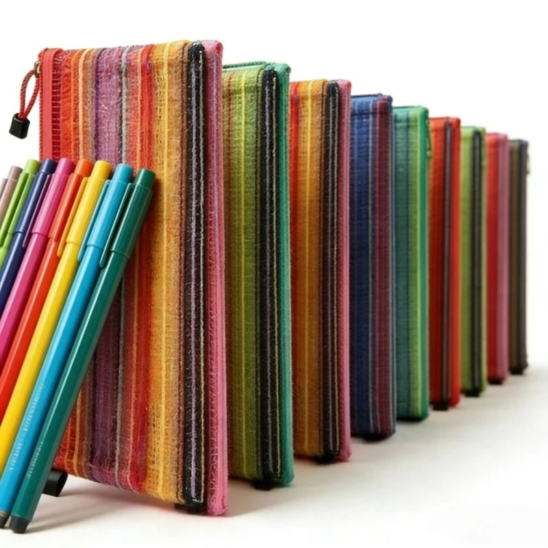 1 Stück bunte Stifttasche mit Streifenmuster für Studenten, Personal, Schreibwarenhalter, Aufbewahrungstaschen, Lippenstifte, Kopfhörertaschen