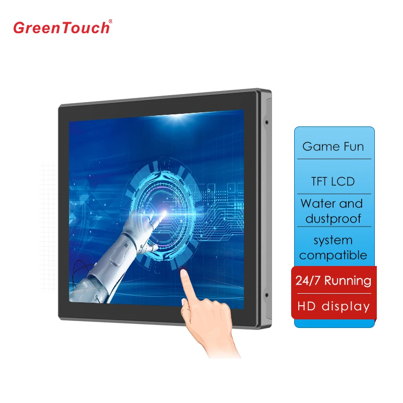 Touch screen capacitivo LCD EGA CGA VGA Monitor di gioco POG a telaio aperto PCAP da 17 pollici con seriale RS232