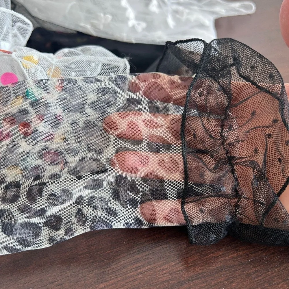 

Breathable Lolita Arm Sleeves Polka Dot Pattern Bow Long Fingerless Gloves Arm Protection Transparent Mesh Sunscreen Sleeves