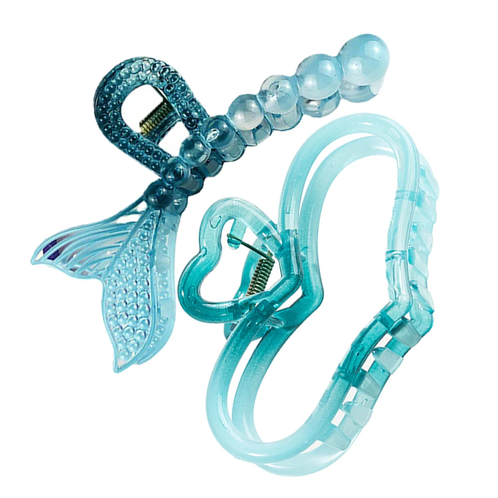 

2Pcs Shark Clip Hair Accessories Non-slip Women Clamps Ponytail Holder Fashion Hair Barrette Gradual Color Styling Tool