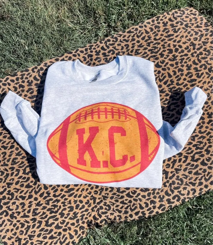 K C football sweatshirt vintage women long sleeve jumper pullovers