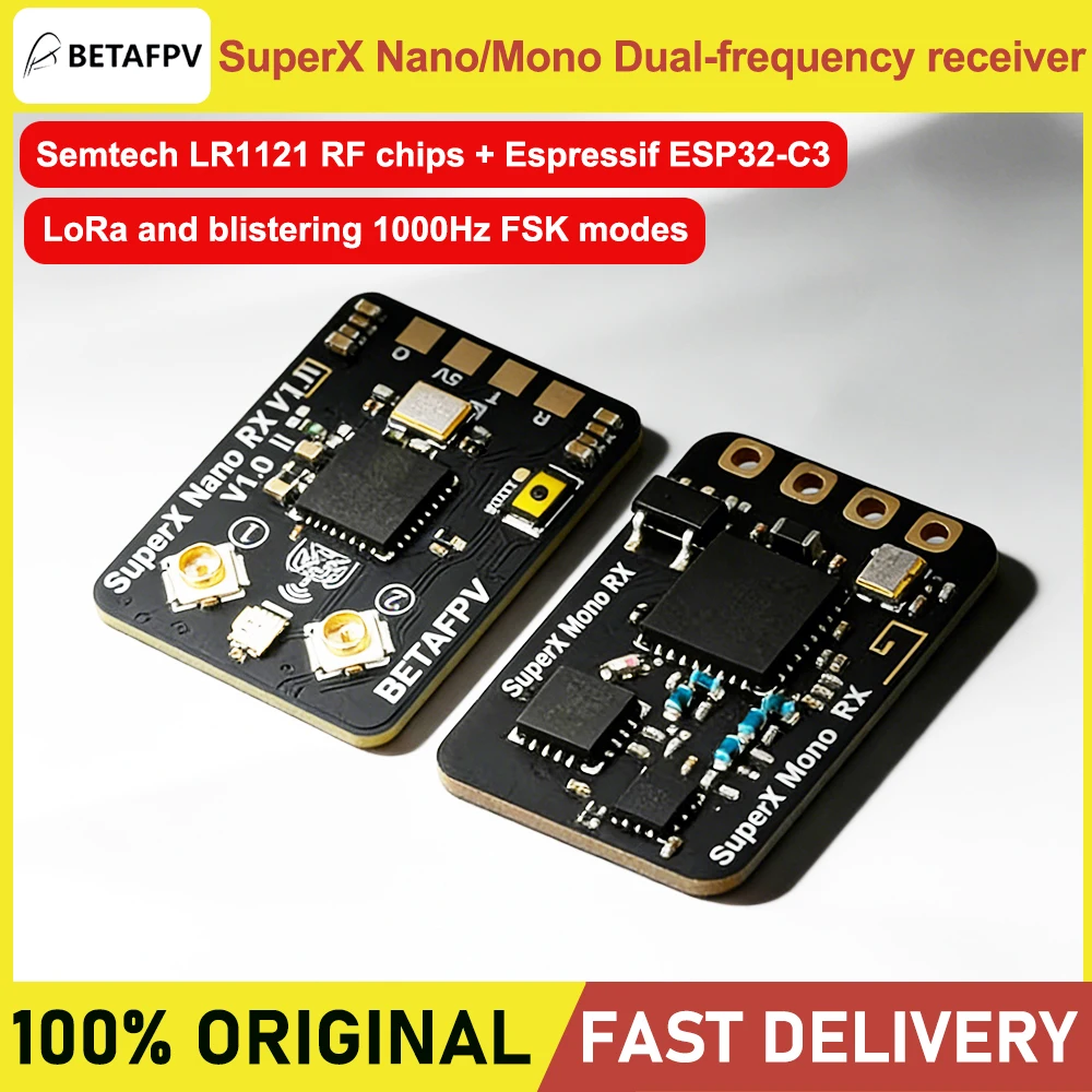 BETAFPV SuperX ELRS Mono Nano Receiver Dual Band 2.4G 915MHz 868MHz Low Latency Long Range RX For FPV Drone Multirotor