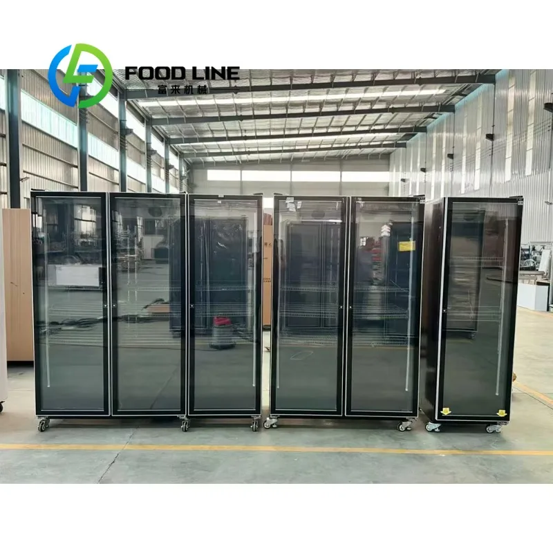 Frost-free Commercial Display Cabinet Double Glass Door LED Lit Adjustable Shelves Supermarket Beer Cooler Beverage Fridge