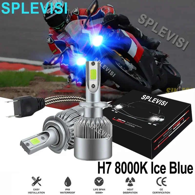 2x H7 LED Headlight Bulbs 45W Ice Blue For Honda CBR1000RR 2008 2009 2010 2011 2012 2013 2014 2015 2016 2017 2018 2019 2020 2021