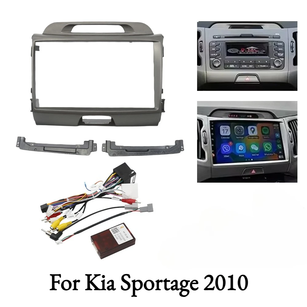

9-дюймовый комплект радиоприемника для Kia Sportage 2010 с 16-контактной коробкой Canbus и лицевой панелью
