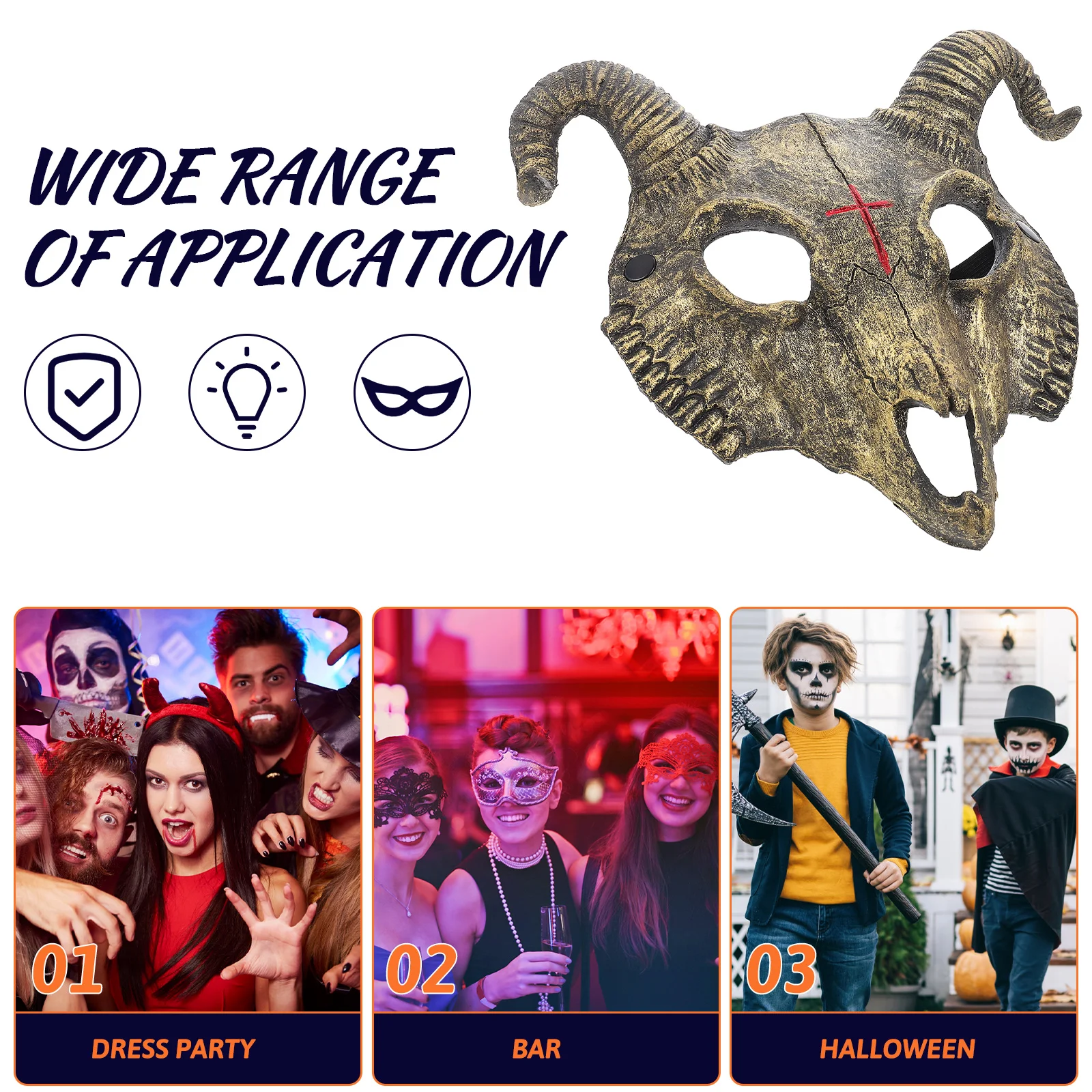 

Skull Facial Decoration Creepy Cosplay Halloween Mask Goat Terrifier Masquerade Party Unique Accessories