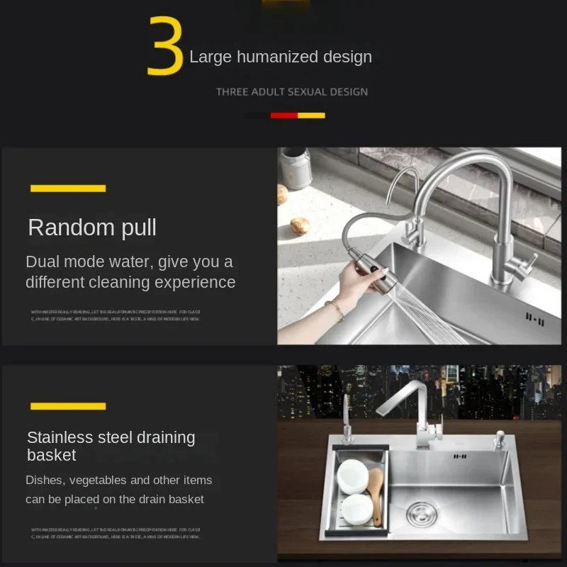 304 Stainless Steel Kitchen Sink Single Basin Bar Above Counter Undermount Installation Washing Basin