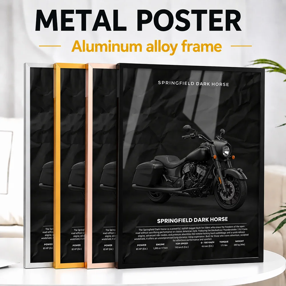 American Springfield Cruiser Motorcycle Framed Metal Poster Personalized Studio Graphic Wall Art For Living Room Or Workshop