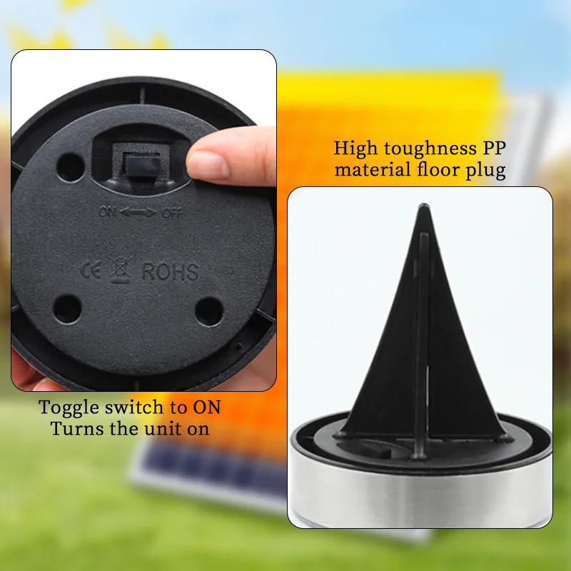 IP68 방수 LED 태양광 발전 데크 조명, 야외 태양광 지상 조명, 지하 조명, 잔디 정원 장식 램프