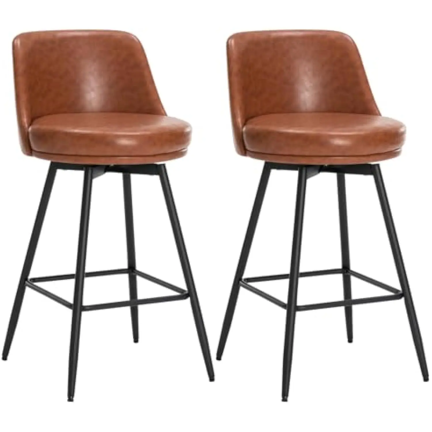 

Counter Height Swivel Barstools Set of 2 for Kitchen Island, Modern Upholstered Leather Bar Stools, 26 H Seat Height Barstools