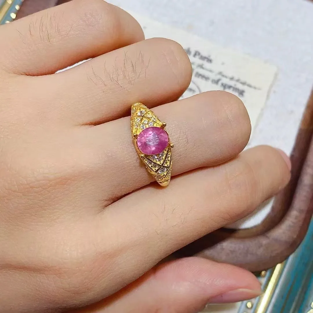 

KJJEAXCMY High End Women's Ring Natural Spinel S925 Silver with Electroplating Boasting High Clarity Full Brilliance Gift